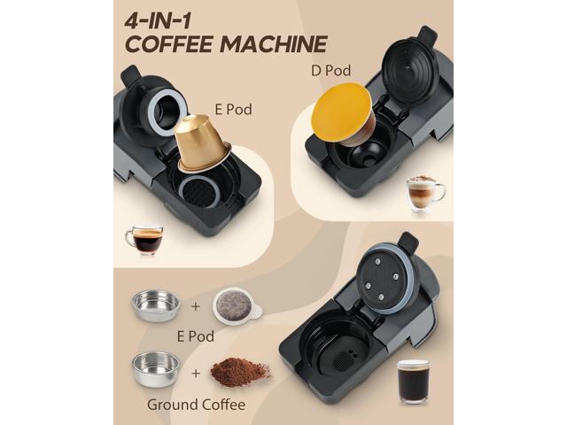 Multi-Capsule Espresso Machine, Brews Coffee or Hot Water, 20Bar Pressure, Compatible with Nespresso, Dolce Gusto, ESE Pods & Ground Coffee, Smart...