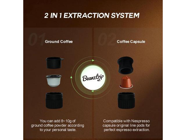 H02 PRO Portable Electric Espresso Maker, Small Coffee Machine Compatible with Nespresso Capsule Original Pods & Ground Coffee, Mini Travel Size...