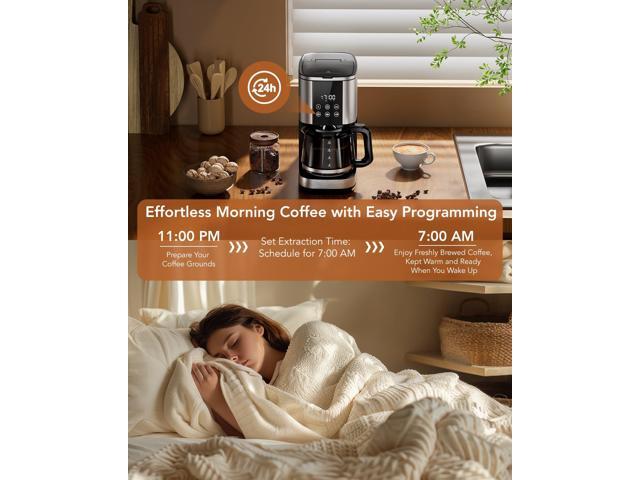 COWSAR 24-Hour Programmable Coffee Maker - Drip Coffee Machine with 10-Cup Capacity, Bold Brew Mode, Auto Pause, Keep Warm Function