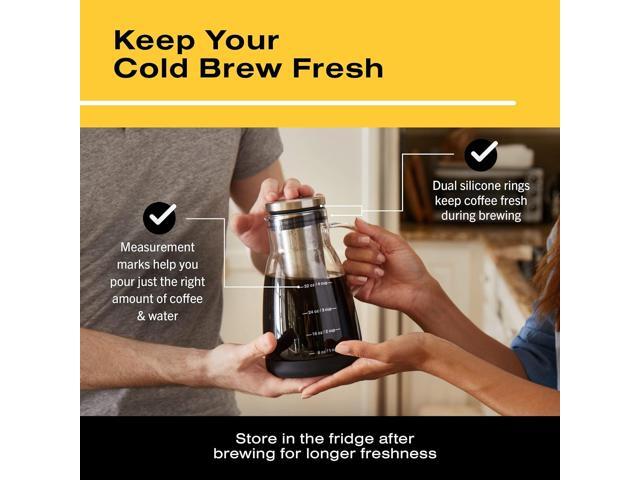 Bean Envy Cold Brew Coffee Maker - 32 oz Glass Coffee Cold Brew Maker and Pitcher w/Silicone Cap & Base