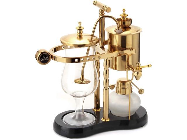 Diguo Belgian/Belgium Family Balance Siphon/Syphon Coffee Maker, Elegant Double Ridged Fulcrum with Tee handle (Classic Gold)