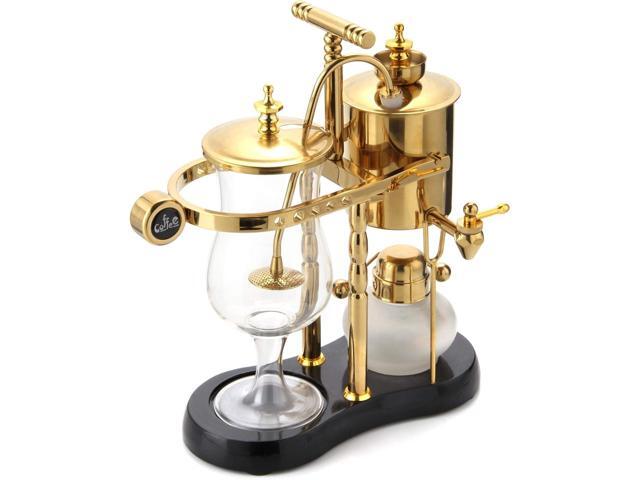 Diguo Belgian/Belgium Family Balance Siphon/Syphon Coffee Maker, Elegant Double Ridged Fulcrum with Tee handle (Classic Gold)