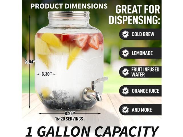 Zulay Kitchen 1 Gallon Cold Brew Coffee Maker Thick Glass Pitcher with Stainless Steel Filter, Lid & Spout Large Mason Jar Container Dispenser -...