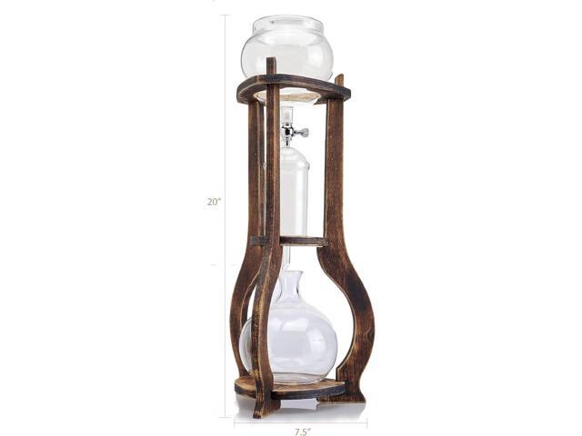 Nispira Iced Coffee Cold Brew Drip Tower Coffee Maker Wooden, 6-8 cup