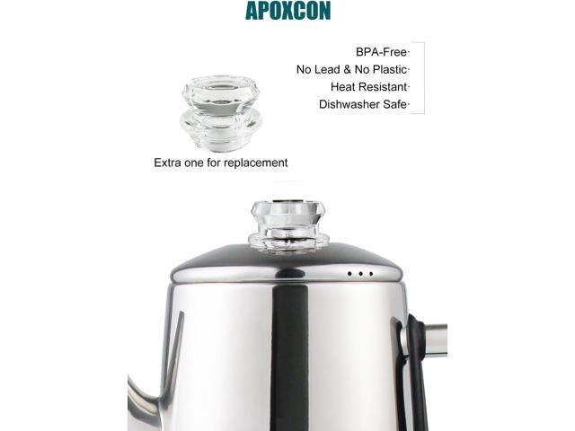 Electric Coffee Percolator Stainless Steel Coffee Maker with Two Heat Resistant Tough Glass Clear Brew Progress Knob Classic Look Keep Warm &...