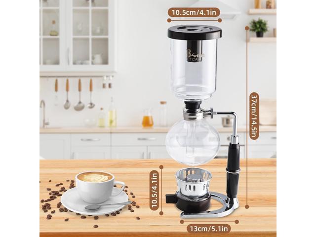 Amarine 5-Cup Tabletop Siphon Coffee Maker, 16 Ounce, Clear with Alcohol Burner (TCA-5)