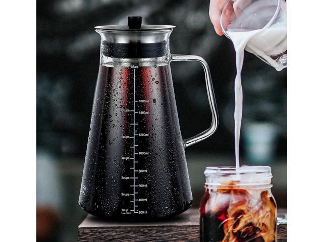 Aquach Airtight Cold Brew Coffee (Iced Tea) Maker 51oz/1.5L, BPA-Free, Durable Borosilicate Glass Pitcher and Stainless Steel Fine-Mesh Filter,...
