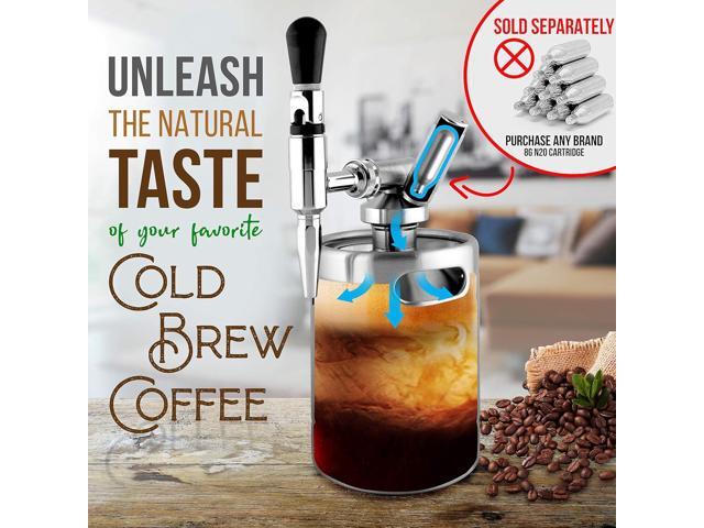 NutriChef Nitro Cold Brew Coffee Maker - Home Brew Coffee Keg, Nitrogen Coffee Machine Dispenser System w/ Pressure Relieving Valve Kit & Stout...