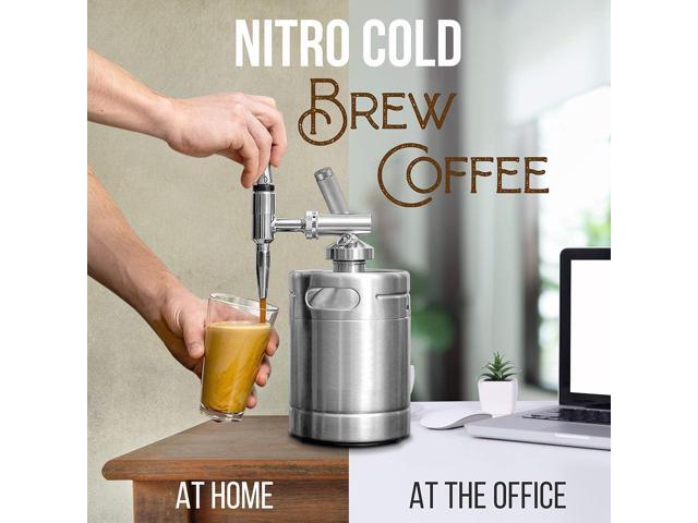 NutriChef Nitro Cold Brew Coffee Maker - Home Brew Coffee Keg, Nitrogen Coffee Machine Dispenser System w/ Pressure Relieving Valve Kit & Stout...