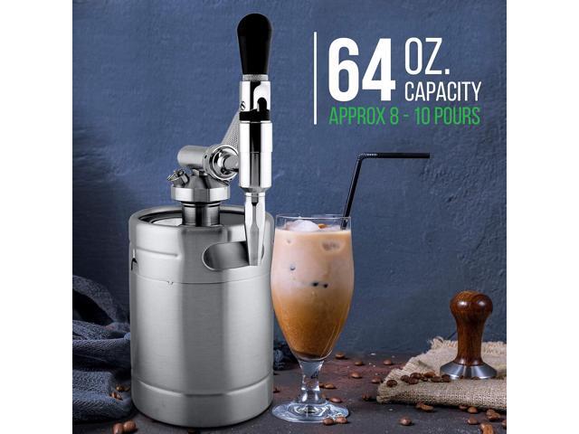 NutriChef Nitro Cold Brew Coffee Maker - Home Brew Coffee Keg, Nitrogen Coffee Machine Dispenser System w/ Pressure Relieving Valve Kit & Stout...