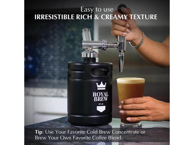 The Original Royal Brew Nitro Cold Brew Coffee Maker - Gift for Coffee Lovers - 64 oz Home Keg, Nitrogen Gas System Coffee Dispenser Kit