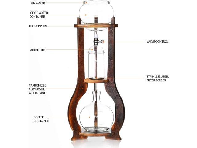 Nispira Iced Coffee Cold Brew Drip Tower Coffee Maker Wooden, 6-8 cup