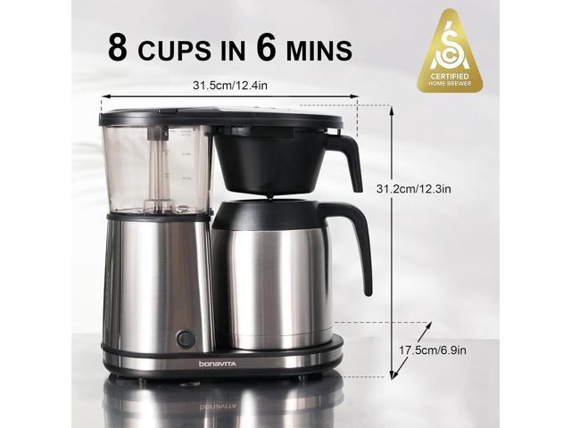 Bonavita 8 Cup Drip Coffee Maker Machine, One-Touch Pour Over, Auto Pause Brewing with Stainless Steel Double Wall Thermal Carafe, SCA Certified,...