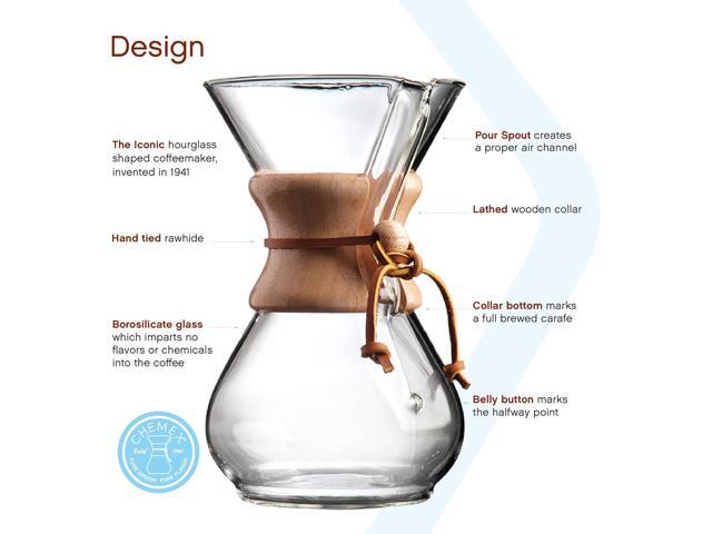 Chemex Pour-Over Glass Coffeemaker - Classic Series - 6-Cup - Exclusive Packaging