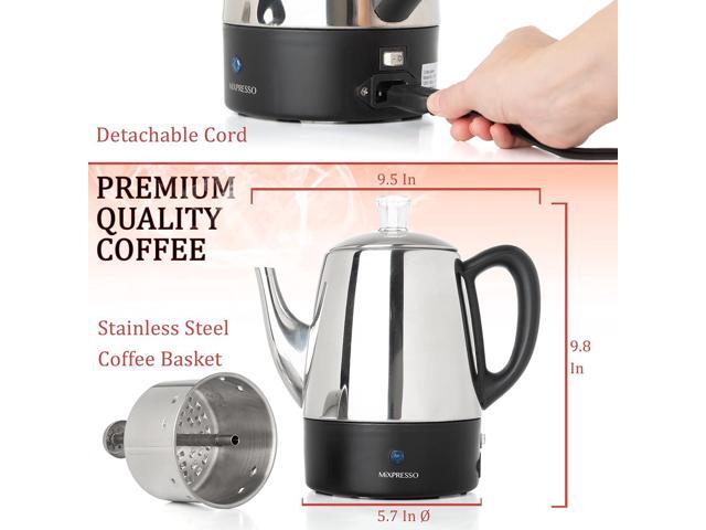 Mixpresso Small Percolator Coffee Pot Electric 4 Cup, Stainless Steel Coffee Maker, Coffee Percolator Electric With Keep Warm Function, 4 Cups...