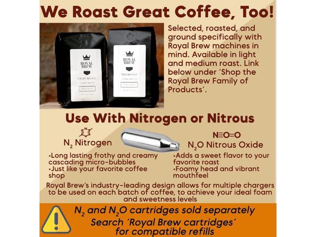 The Original Royal Brew Nitro Cold Brew Coffee Maker - Gift for Coffee Lovers - 128 oz Extra Large Home Keg, Nitrogen Gas System Coffee Dispenser Kit