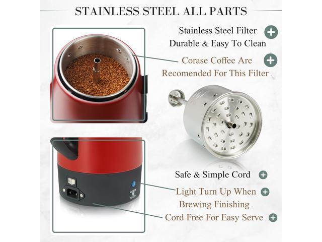 Moss & Stone Electric Coffee Percolator Red Body Coffee Maker with Stainless Steel Lid, Percolator Electric Pot, Fast Boil 10 Cup Red Camping...