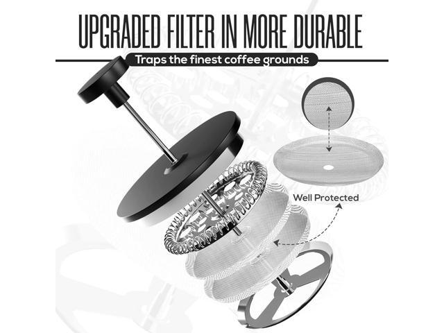 Utopia Kitchen Stainless Steel French Press Coffee Maker 34 Oz (1 Litre) with 2 Extra Filters, French Press Coffee & Tea Maker for Kitchen &...