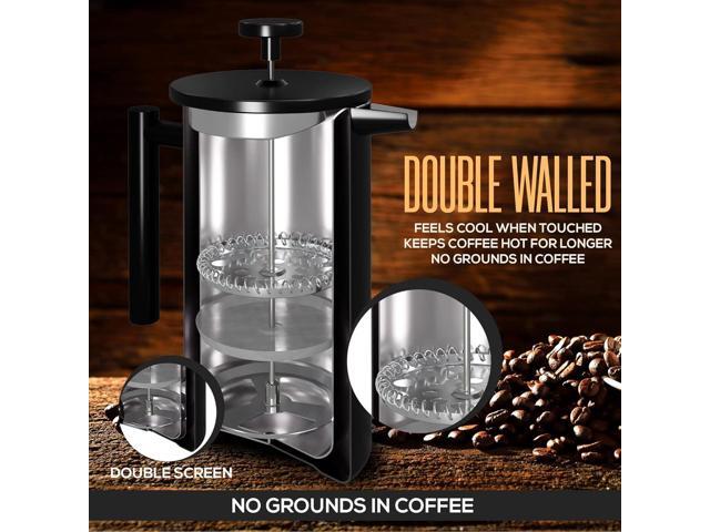 Utopia Kitchen Stainless Steel French Press Coffee Maker 34 Oz (1 Litre) with 2 Extra Filters, French Press Coffee & Tea Maker for Kitchen &...