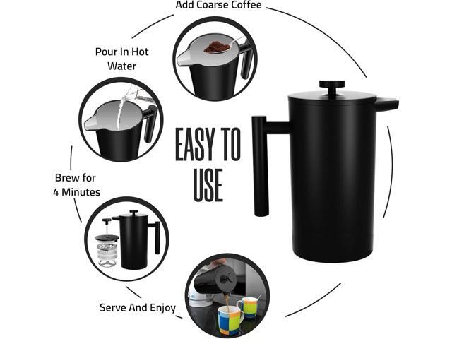 Utopia Kitchen Stainless Steel French Press Coffee Maker 34 Oz (1 Litre) with 2 Extra Filters, French Press Coffee & Tea Maker for Kitchen &...