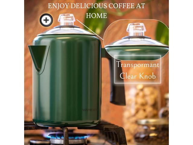 Mixpresso Green Stainless Steel Coffee Percolator Stovetop, 37oz Classic Percolator Coffee Pot, Excellent For Camping Pot, 5-8 Cup Stove Top Coffee...