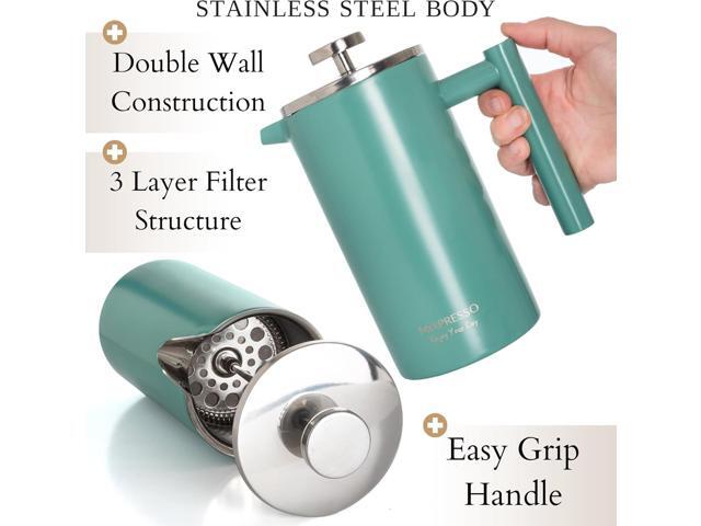 Mixpresso Stainless Steel French Press Coffee Maker 26 Oz 770 Ml Double Wall Metal Insulation Coffee Press & Tea Brewer Easy Clean & Easy Press,...