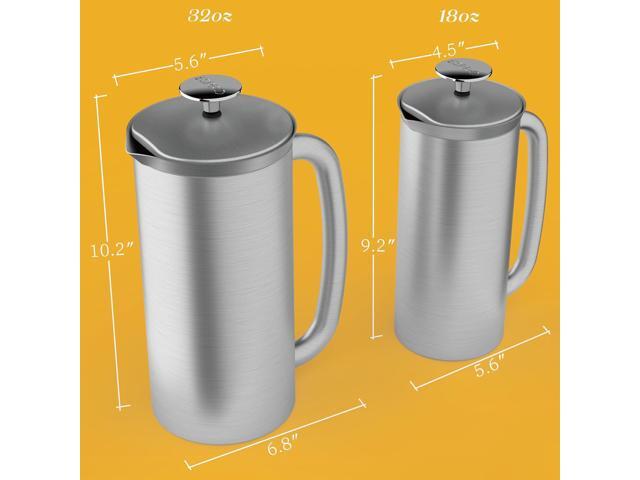 ESPRO P7 French Press Coffee Maker - Double-Walled Stainless Steel Insulated with Micro-Filter, 32 Ounces, Brushed Stainless Steel