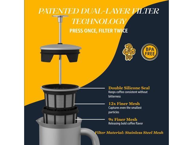 ESPRO P7 French Press Coffee Maker - Double-Walled Stainless Steel Insulated with Micro-Filter, 32 Ounces, Brushed Stainless Steel