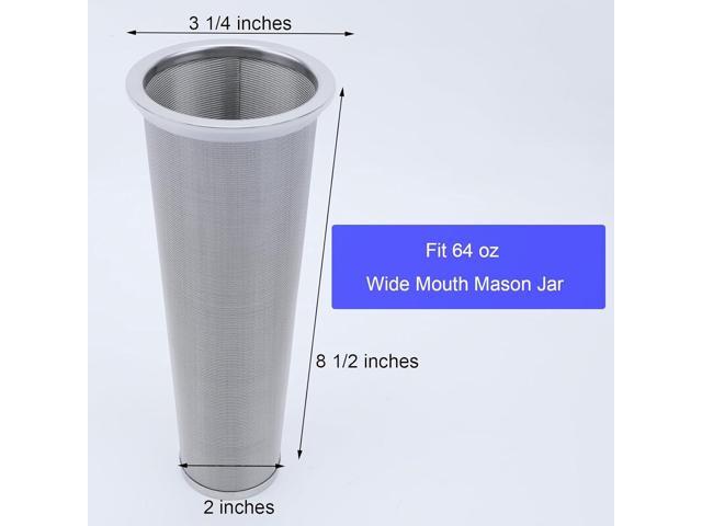 Fermus Set of 2 Cold Brew Coffee Maker, 64oz / 2Quart Glass Pitcher with Stainless Steel Filter and Pour Spout Handle Lid, Mason Jar for Making...