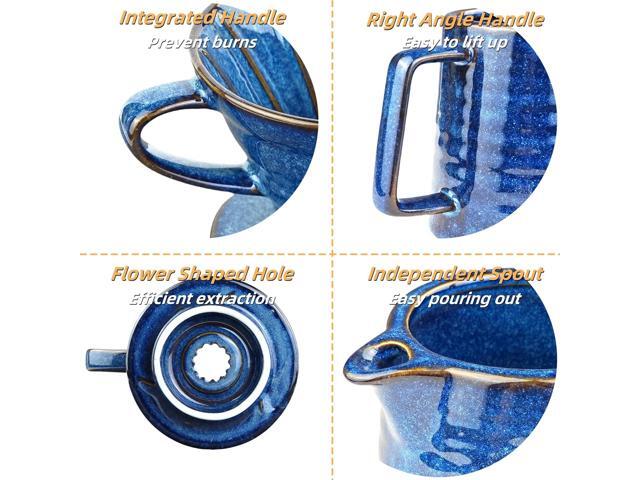Pour Over Coffee Maker,Ceramic Coffee Maker With 40 pcs V60 Paper Filter15oz/450ml Pour Over Coffee Dripper (Starry Blue, V02)
