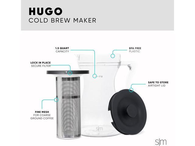 Simple Modern Hugo Cold Brew Coffee Maker Airtight Pitcher with Fine Mesh Filter Iced Tea Brewer 1.5 Quart