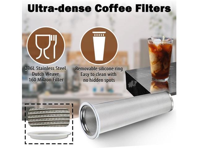 Cold Brew Mason Coffee Maker - 64oz Iced Coffee Pitcher with Stainless Steel Mixing Spoon & Super Dense Filter 3 Steps Finish Cold Brew Coffee,...