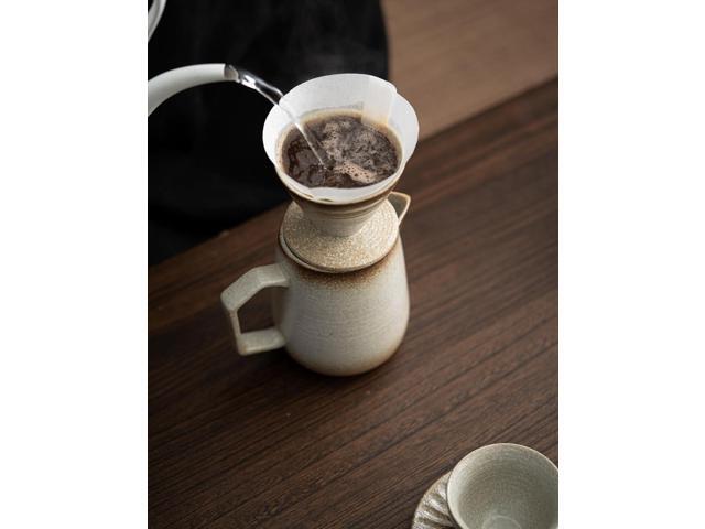 Pour Over Coffee Maker,Ceramic Coffee Maker With 100 pcs V60 Paper Filter16oz/480ml Pour Over Coffee Dripper (Off White)