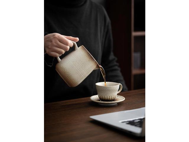 Pour Over Coffee Maker,Ceramic Coffee Maker With 100 pcs V60 Paper Filter16oz/480ml Pour Over Coffee Dripper (Off White)