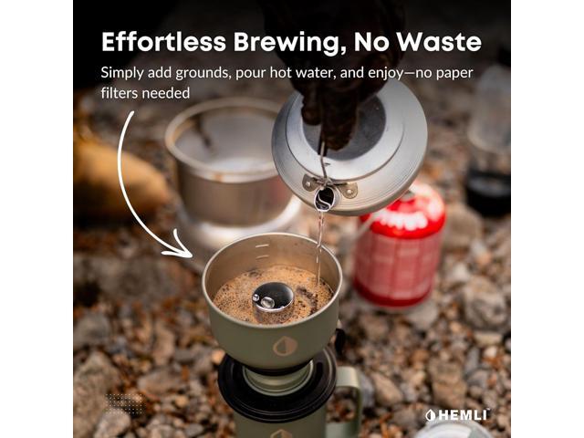 Pour Over Coffee Maker Camp Set Vacuum Insulated Mug with Leakproof Lid, Stainless Steel Micro Filter, Scratch-Resistant Finish, Portable Coffee...