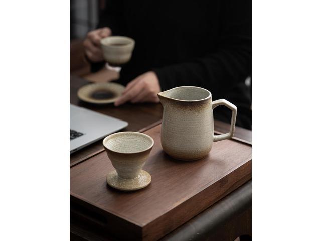 Pour Over Coffee Maker,Ceramic Coffee Maker With 100 pcs V60 Paper Filter16oz/480ml Pour Over Coffee Dripper (Off White)