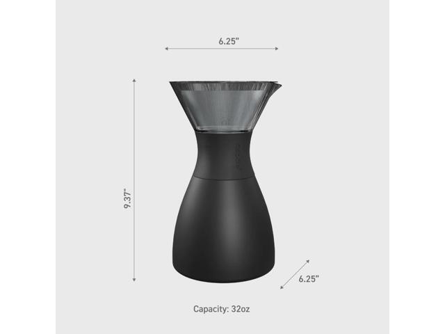 asobu Insulated Pour Over Coffee Maker (32 oz.) Double-Wall Vacuum, Stainless-Steel Filter and Take on the Go Carafe (Burgundy)
