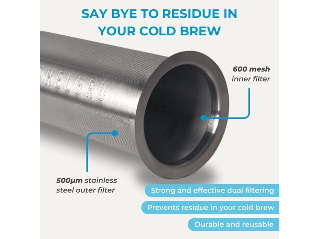 Cold Brew Coffee Maker Set (Brewer & Carafe), Up to 12 Servings of Concentrate, Reusable Stainless Steel Dual Filter, Durable Borosilicate Glass &...