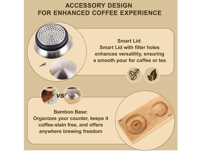 Aquach Pour Over Coffee Maker Set with Extra Large Coffee Dripper, 28 oz Glass Carafe, Stainlesss Steel Coffee Scoop and Bamboo Storage Tray,...