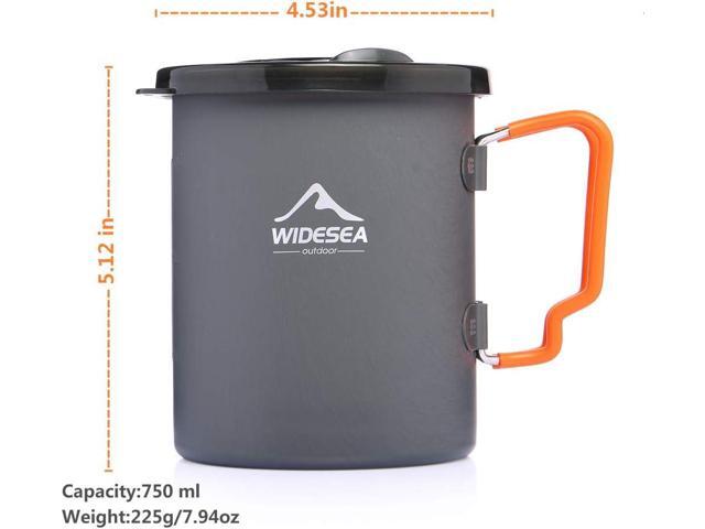 widesea Camping Coffee Pot 750ML, French Press Coffee Maker,Lightweight Backpacking Pot with Collapsible Handle For Camping,Hiking,Fire Cooking
