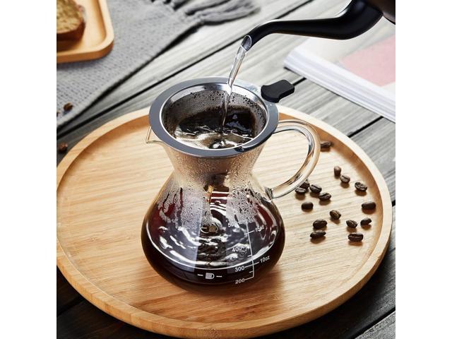 Unbreakable - Pour Over Coffee Maker with Double Stainless Filter 17oz, Thickened Heat-Resistant Borosilicate Glass Dripper Coffee Pour Over,...