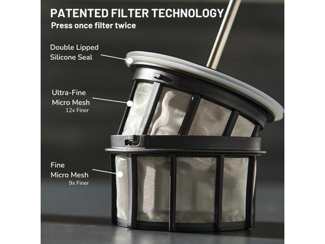 ESPRO P1 12 Ounces French Press Coffee Maker for Travel, Double-Walled Stainless Steel Vacuum Insulated, Matte Meteorite Black