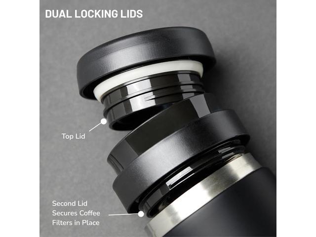 ESPRO P1 12 Ounces French Press Coffee Maker for Travel, Double-Walled Stainless Steel Vacuum Insulated, Matte Meteorite Black