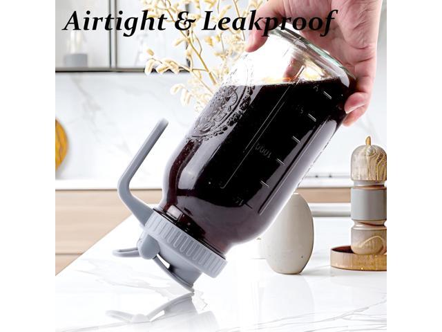 Cold Brew Coffee Maker 64 Oz Mason Jar Cold Brew Pitcher With Strainer 2 Set Half Gallon Wide Mouth Glass Iced Coffee Maker With Spout Lids 2 Quart...