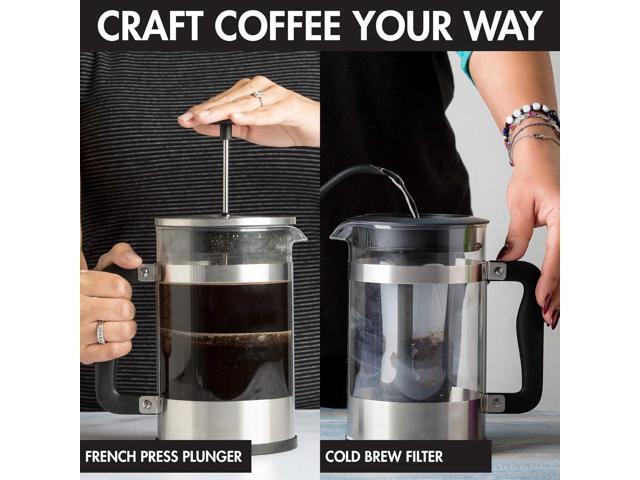 Primula 2-in-1 Coffee Maker, Make French Press Coffee and Cold Brew Coffee in One Coffee Maker, Comfort Grip Handle, Durable Glass Carafe, Perfect...