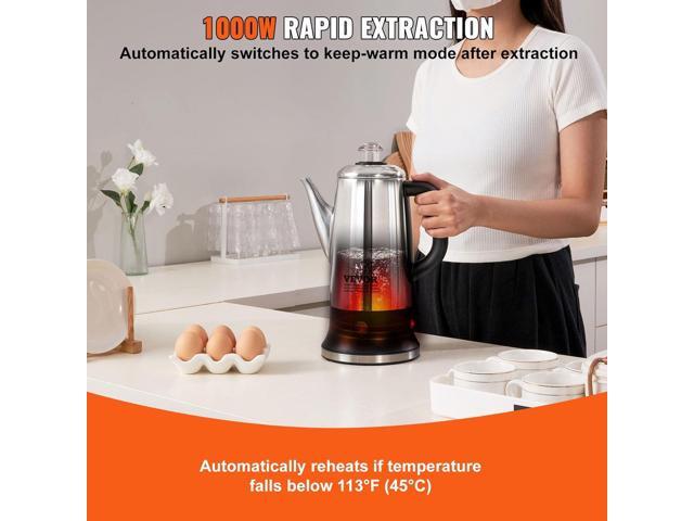 VEVOR Electric Percolator Coffee Pot 12-Cup, 304 Stainless Steel Coffee Percolator, 1000W, Automatic Keep-Warm & Split Power Base