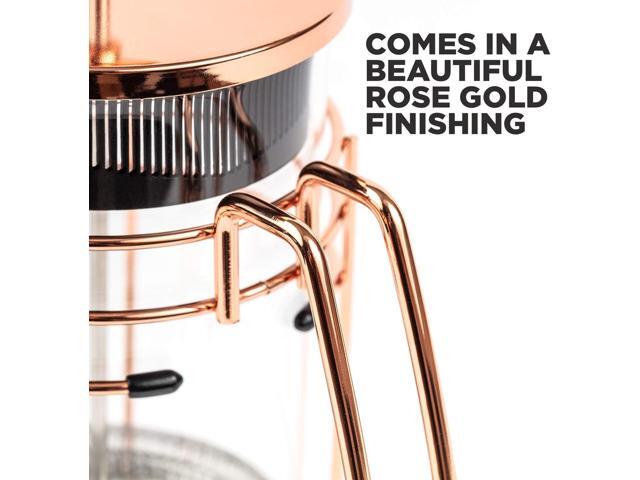 French Press and Tea Maker - 1000ml Coffee Maker Press - Premium Coffee Press with Rose Gold Finish - Thick Glass and Stainless Steel Coffee Brewer...