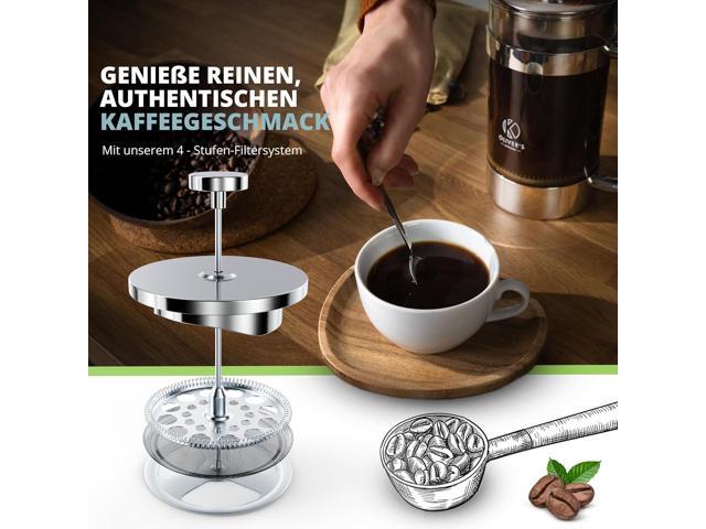 Oliver's Kitchen Premium French Press Cafetiere Coffee Maker - Thermal Insulated Double Wall - Stainless Steel 1 Liter