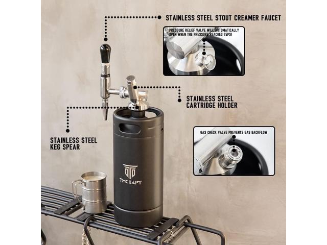 TMCRAFT 128oz Nitro Cold Brew Coffee Maker, Home Brew Coffee Keg with Stainless Steel Stout Creamer Faucet & Pressure Relieving Valve