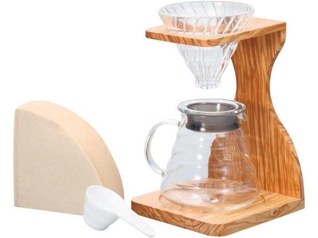 Hario V60 Olive Wood Pour Over Stand Set